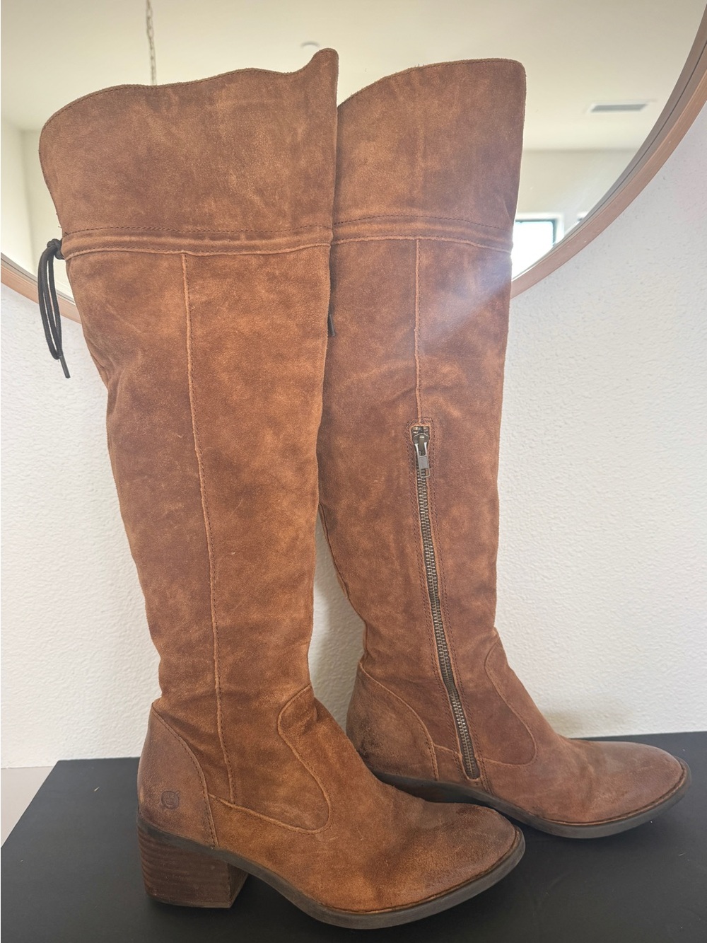 Over-the-Knee Born Brown Suede Leather Tall Riding Boots Size 8